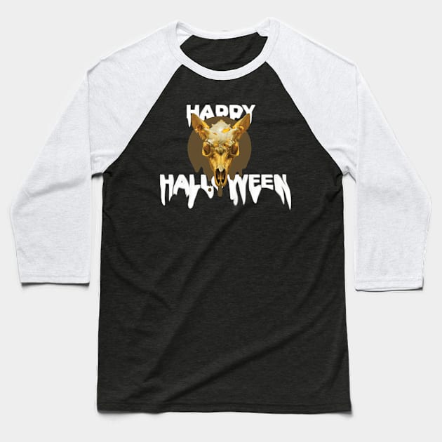 gold skull happy halloween artwork Baseball T-Shirt by NdegCreate